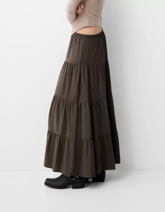 Fusta midi cu talie elastica Fusta midi cu talie elastica