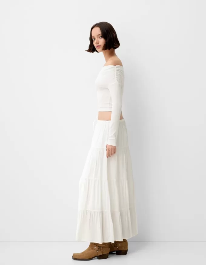 Fusta midi cu talie elastica Fusta midi cu talie elastica