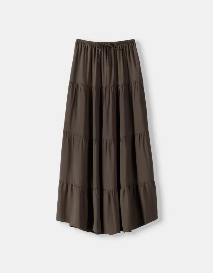 Fusta midi cu talie elastica Fusta midi cu talie elastica