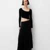 Fusta midi cu talie elastica Fusta midi cu talie elastica
