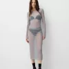 Fusta midi din plasă strălucitoare Fusta midi din plasă strălucitoare