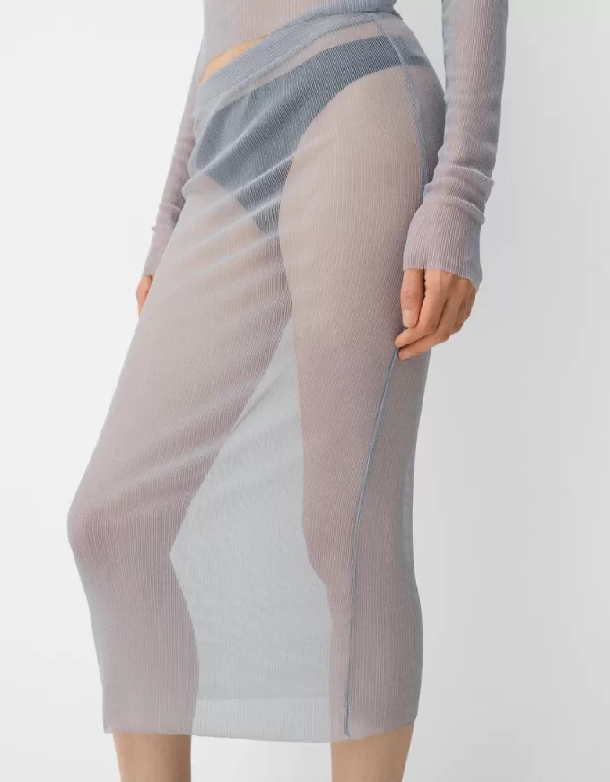 Fusta midi din plasă strălucitoare Fusta midi din plasă strălucitoare