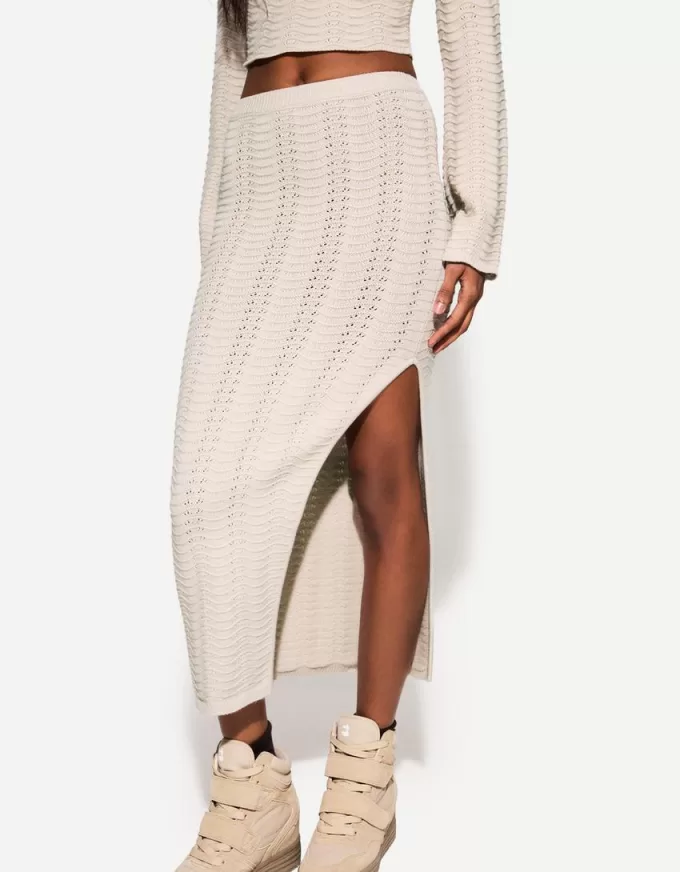 Fusta midi din tricot deschis Fusta midi din tricot deschis