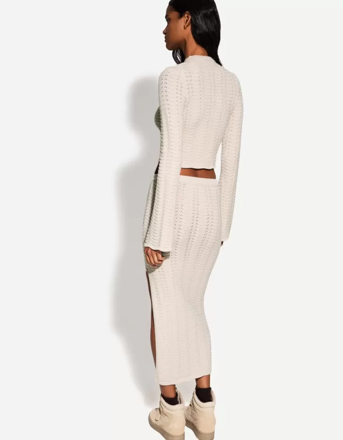 Fusta midi din tricot deschis Fusta midi din tricot deschis