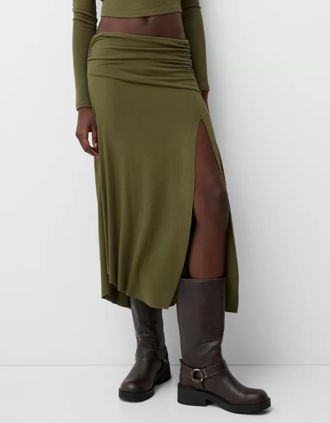 Fusta midi din tricot gros Fusta midi din tricot gros