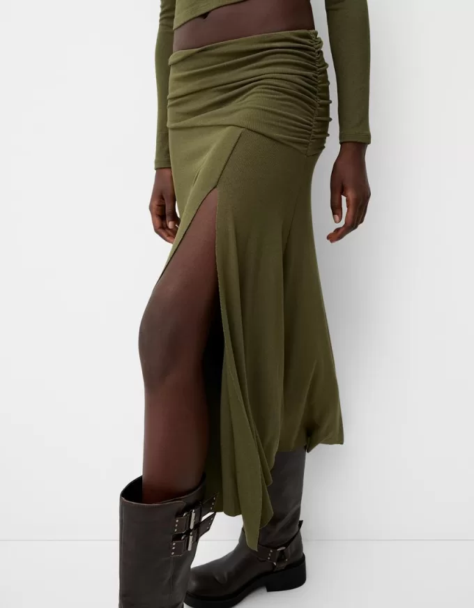 Fusta midi din tricot gros Fusta midi din tricot gros