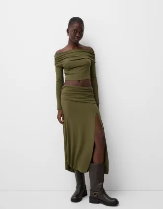 Fusta midi din tricot gros