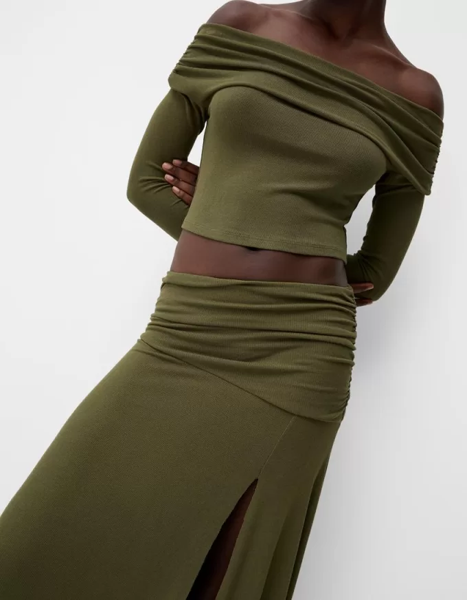 Fusta midi din tricot gros Fusta midi din tricot gros