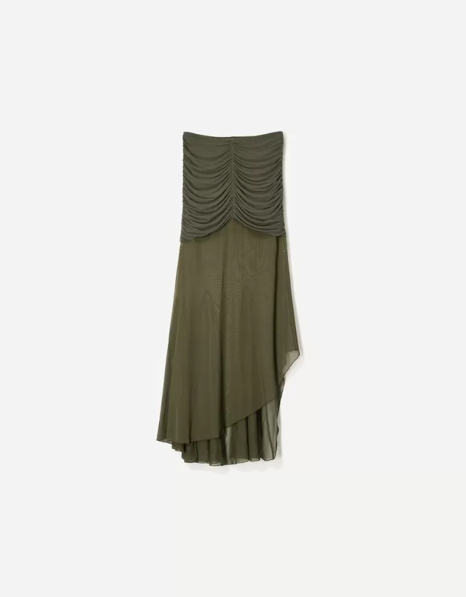 Fusta midi din tul adunat SERIA BERSHKA Fusta midi din tul adunat SERIA BERSHKA