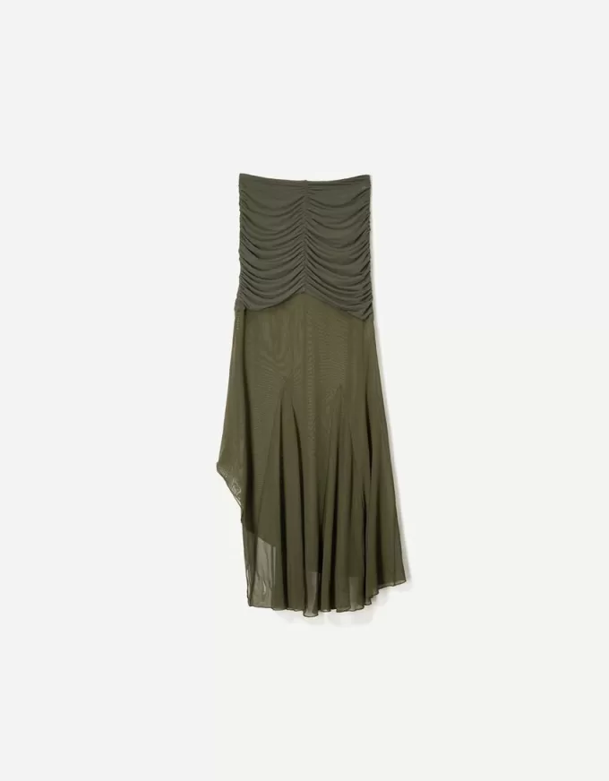 Fusta midi din tul adunat SERIA BERSHKA Fusta midi din tul adunat SERIA BERSHKA