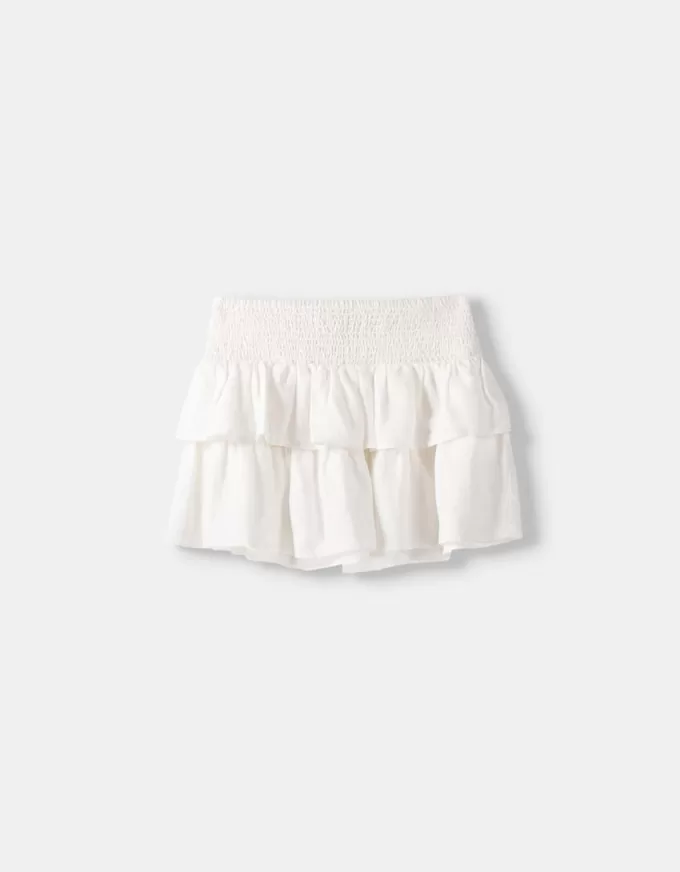 Fusta mini cu volane cu talie elastica Fusta mini cu volane cu talie elastica