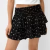 Fusta mini cu volane cu talie elastica Fusta mini cu volane cu talie elastica