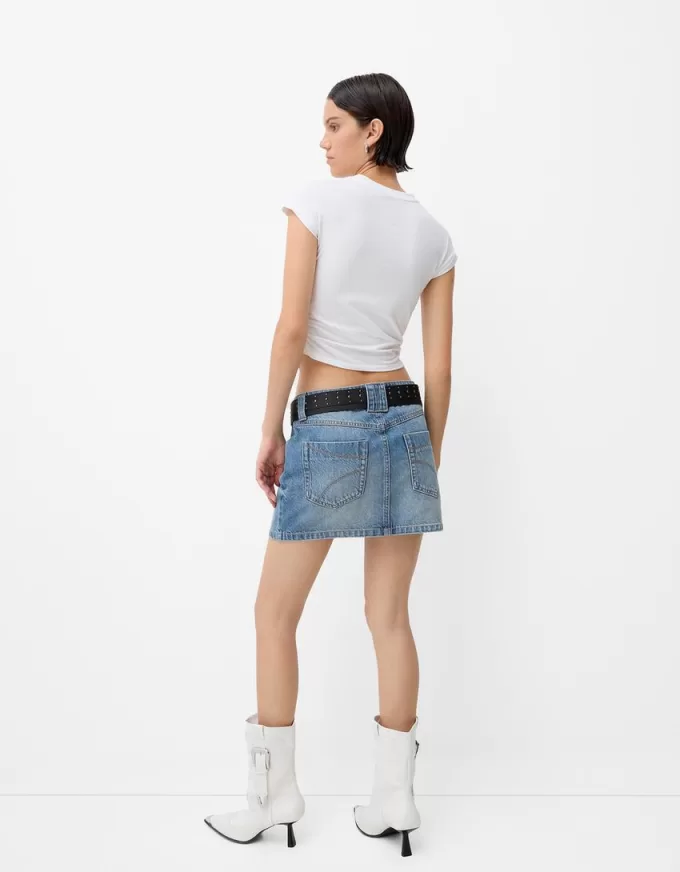 Fusta mini denim cu centura Fusta mini denim cu centura