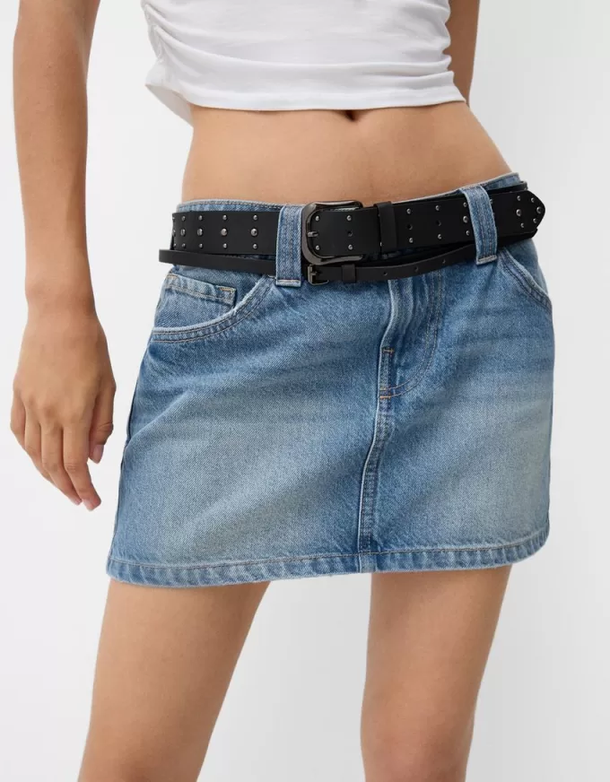 Fusta mini denim cu centura Fusta mini denim cu centura