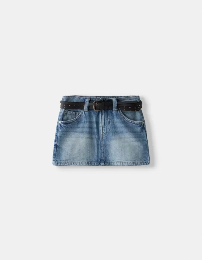 Fusta mini denim cu centura Fusta mini denim cu centura