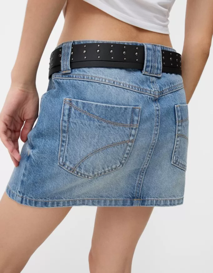 Fusta mini denim cu centura Fusta mini denim cu centura
