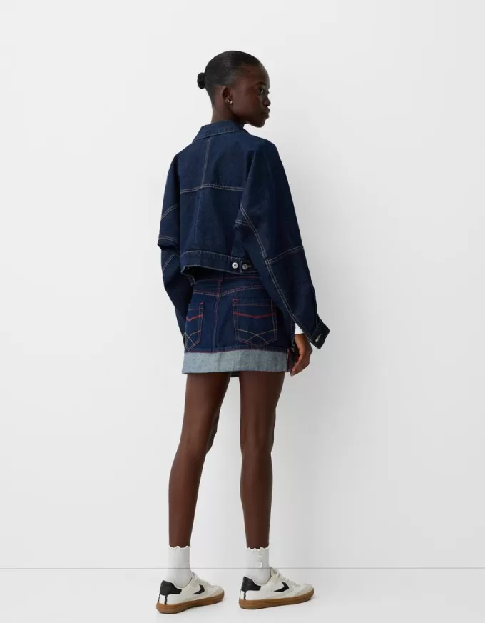 Fusta mini denim răsturnată Fusta mini denim răsturnată
