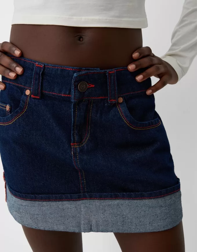 Fusta mini denim răsturnată Fusta mini denim răsturnată