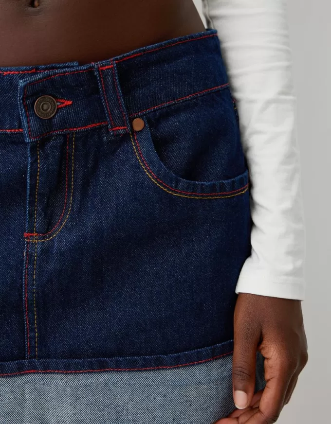 Fusta mini denim răsturnată Fusta mini denim răsturnată