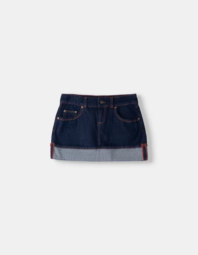 Fusta mini denim răsturnată Fusta mini denim răsturnată