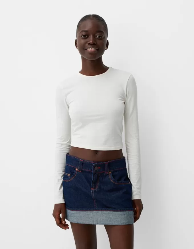 Fusta mini denim răsturnată Fusta mini denim răsturnată