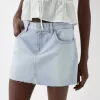 Fusta mini din denim cu stras Fusta mini din denim cu stras