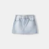 Fusta mini din denim cu stras Fusta mini din denim cu stras