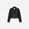 Geaca biker cu efect de piele