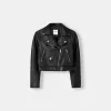 Geaca biker cu efect de piele