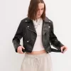Geaca biker cu efect de piele