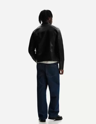 Geaca biker cu efect piele cu fermoare