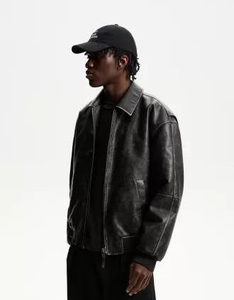 Geaca bomber din imitatie de piele Geaca bomber din imitatie de piele