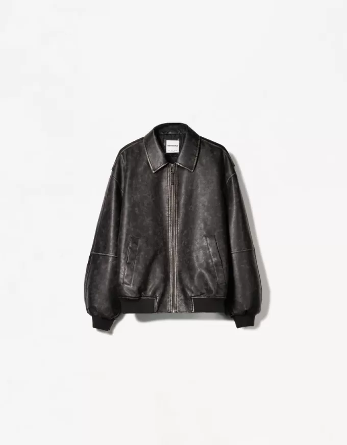 Geaca bomber din imitatie de piele Geaca bomber din imitatie de piele