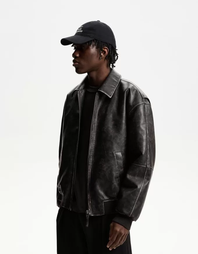 Geaca bomber din imitatie de piele Geaca bomber din imitatie de piele