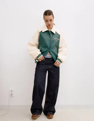 Geaca de piele artificiala varsity