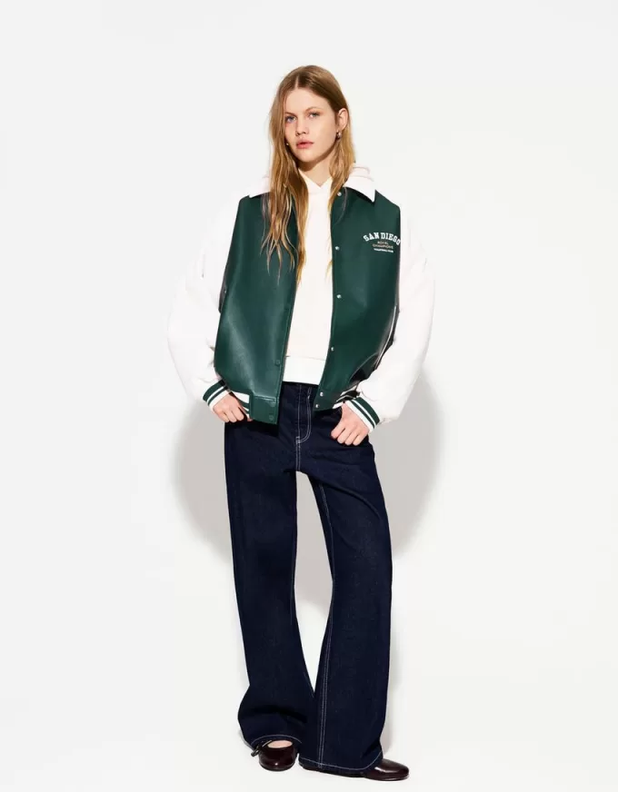 Geaca de piele artificiala varsity
