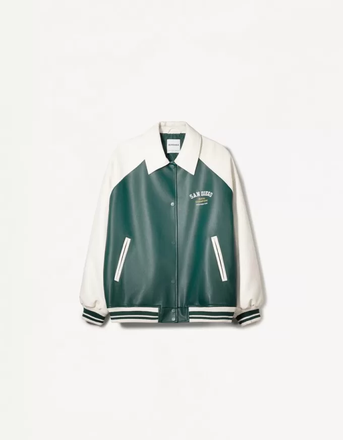 Geaca de piele artificiala varsity