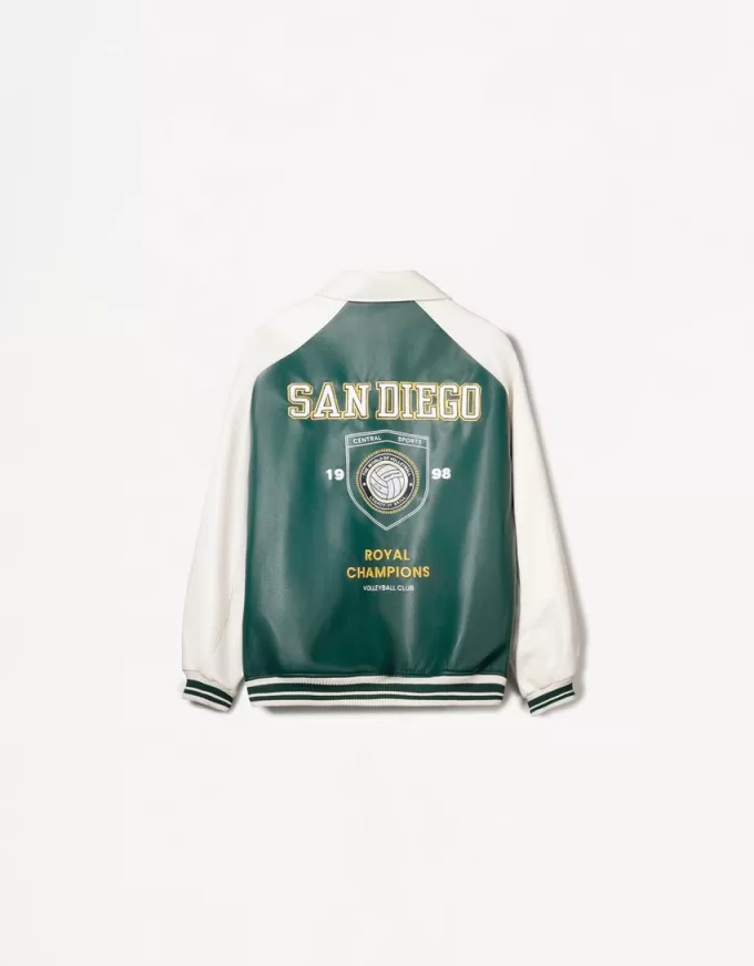 Geaca de piele artificiala varsity