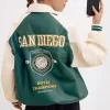 Geaca de piele artificiala varsity