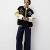 Geaca de varsity cu maneci contrastante