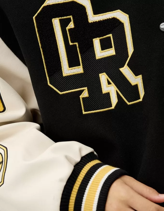 Geaca de varsity cu maneci contrastante