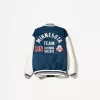 Geaca de varsity cu maneci contrastante Geaca de varsity cu maneci contrastante
