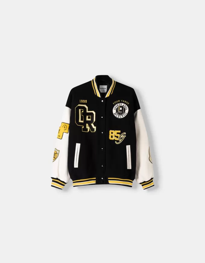 Geaca de varsity cu maneci contrastante