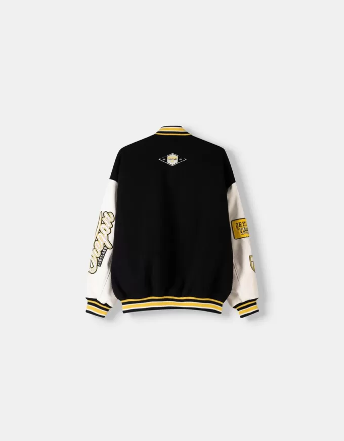 Geaca de varsity cu maneci contrastante