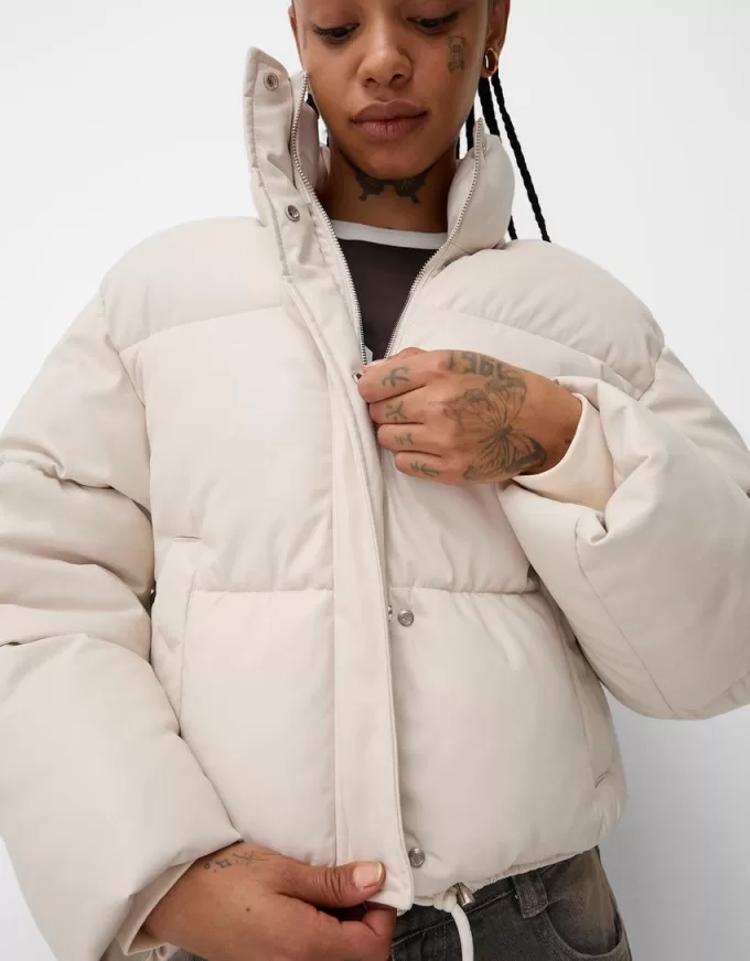 Geaca puf din imitatie de piele Geaca puf din imitatie de piele