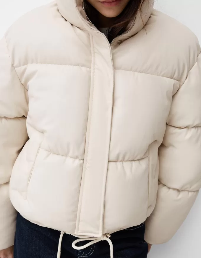 Geaca puf din imitatie de piele Geaca puf din imitatie de piele