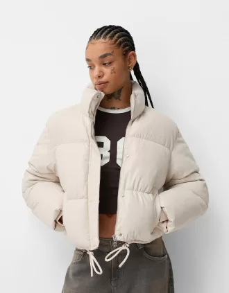 Geaca puf din imitatie de piele
