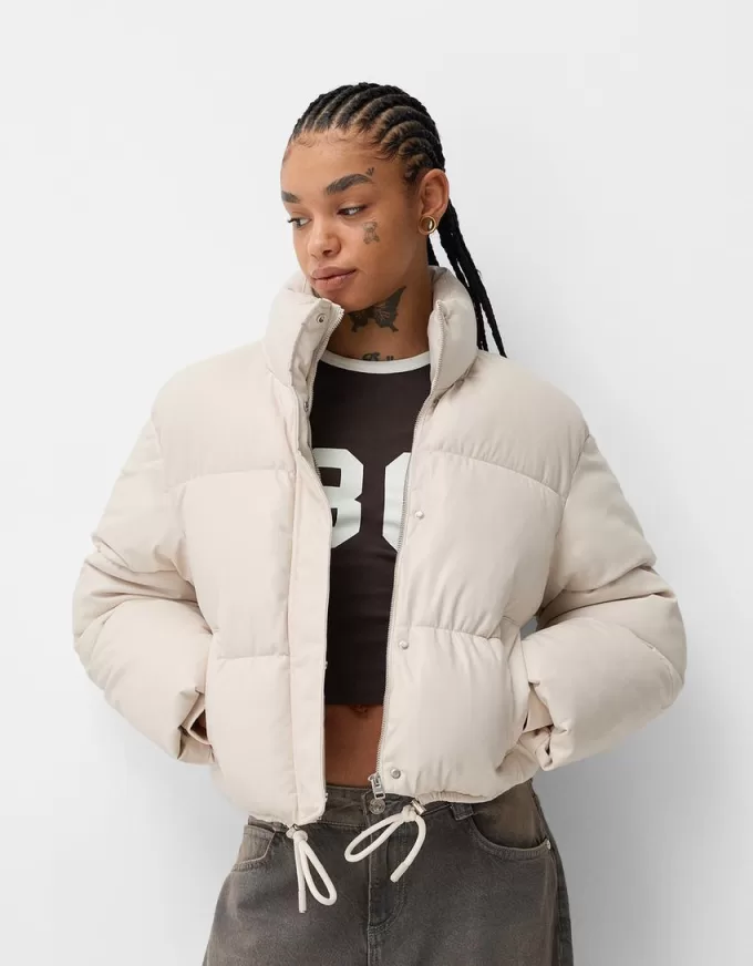 Geaca puf din imitatie de piele Geaca puf din imitatie de piele