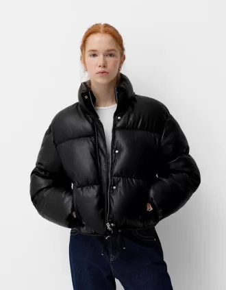 Geaca puf din imitatie de piele