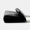 Geanta mini cu lant cu efect piele